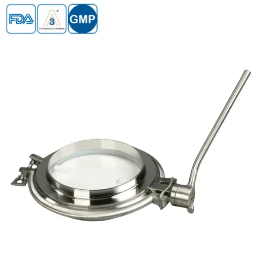 Hygienic stainless steel manual butterfly valve with welding ends for powder handling applications