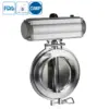 Pneumatic sanitary welded butterfly valve with stainless steel actuator for hygienic processing