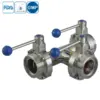 Stainless Steel 3-Way Threaded Butterfly Valve for Food Processing