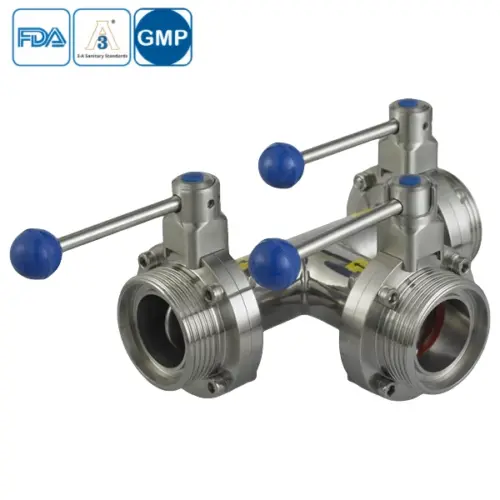 Stainless Steel 3-Way Threaded Butterfly Valve for Food Processing