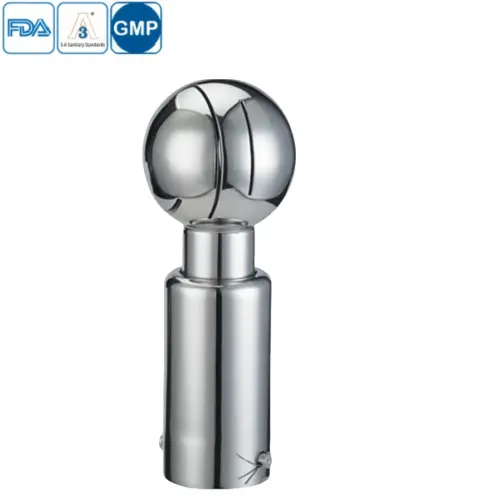 Sanitary stainless steel welded rotary cleaning ball for CIP systems.