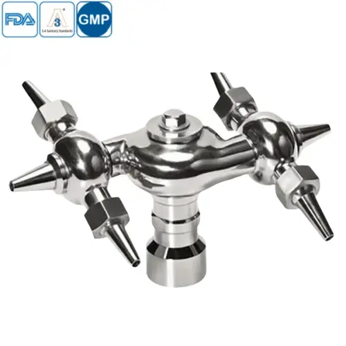 Sanitary stainless steel 360-degree rotating spray ball for tank cleaning.