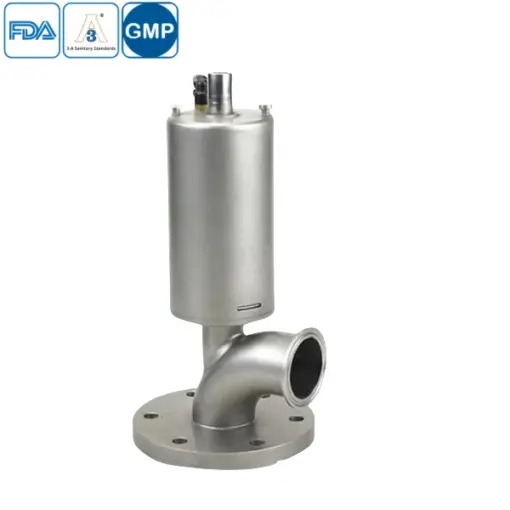 Stainless steel hygienic grade pneumatic bending type tank bottom valve for food and pharmaceutical applications