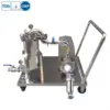 Bag filter housing skid with a centrifugal pump for mobile liquid filtration.