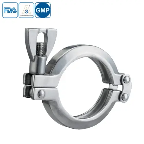Heavy duty double pin clamp for stainless steel sanitary fittings
