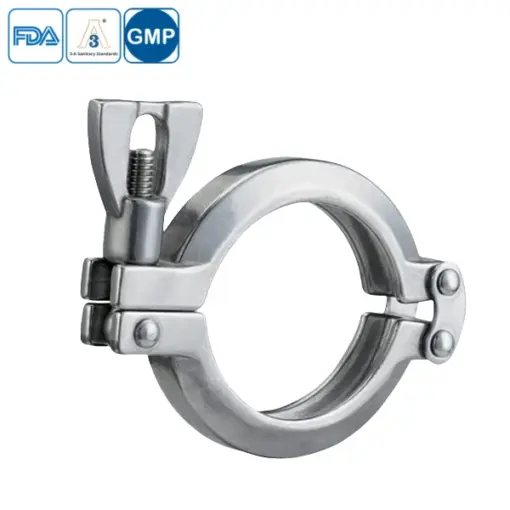 Heavy duty double pin clamp for stainless steel sanitary fittings
