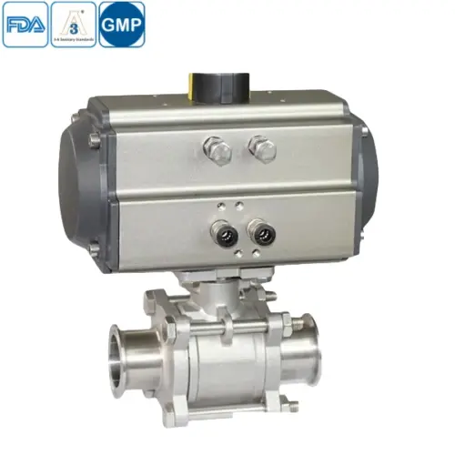 Sanitary 3-Piece Ball Valve with Pneumatic Actuator