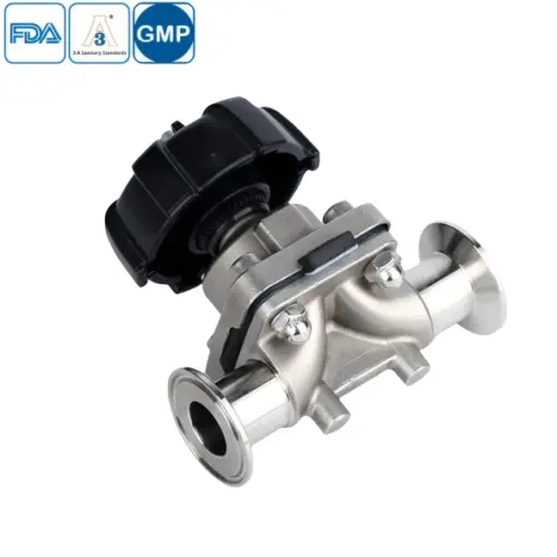 Stainless steel hygienic grade manual clamped diaphragm valve for sanitary industrial applications