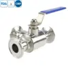 Sanitary stainless steel 3-way ball valve with clamped connections and manual operation for hygienic applications