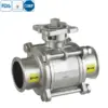 Sanitary stainless steel 3-way ball valve with threaded connections for hygienic fluid control