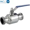 Sanitary grade stainless steel 2-way ball valve with male threaded connections for hygienic applications