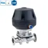 Stainless steel food processing tri-clamped aluminum pneumatic diaphragm valve