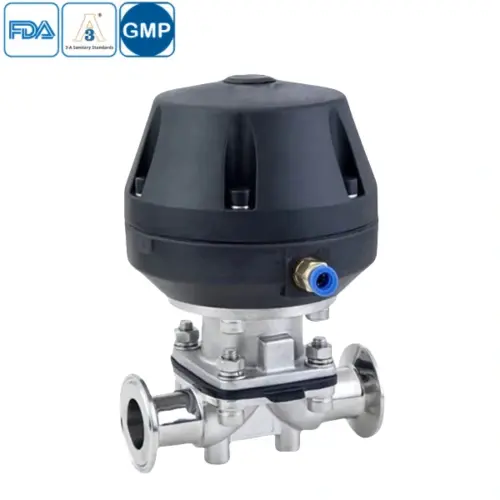 Stainless steel food processing tri-clamped aluminum pneumatic diaphragm valve