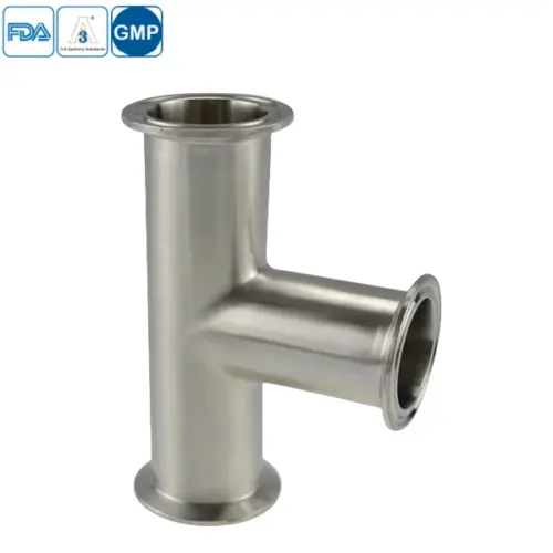 Stainless steel hygienic grade clamped equal tee for sanitary pipeline systems