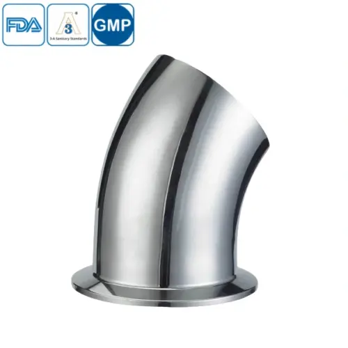 Stainless steel sanitary food grade 45-degree clamp-weld bend for hygienic pipelines
