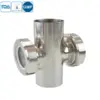 Stainless steel food grade cross type sight glass for hygienic piping systems