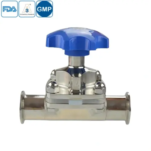 Manual stainless steel hygienic clamped diaphragm valve for sanitary processing systems