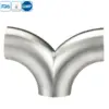 Stainless steel food grade double-bend swept tee for hygienic processing pipelines