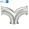 Stainless steel sanitary double-bend line splitter elbow for hygienic piping systems