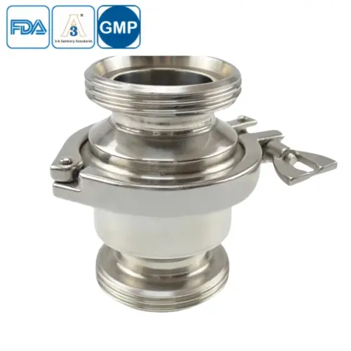 Stainless steel sanitary grade middle-clamp male threading NRV check valve for hygienic piping systems
