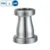 Stainless steel food processing concentric reducer with male threading.
