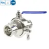 Food processing stainless steel manual ball valve with tri-clamp connection and non-retention design for hygienic applications