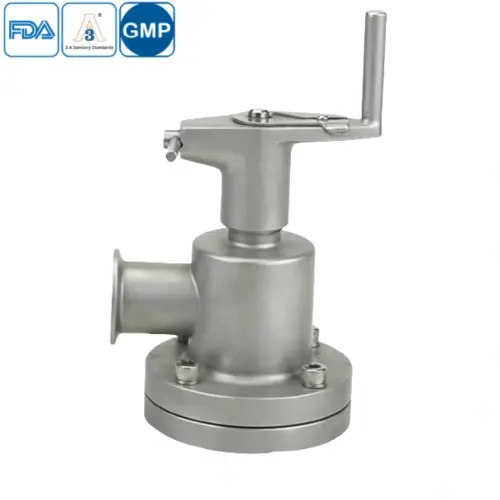 Manual stainless steel tank-bottom seat valve for hygienic food processing equipment
