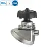 Sanitary-grade stainless steel tank-bottom diaphragm valve with manual operation and hygienic non-retention design