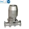 Stainless steel sanitary pneumatic tri-clamped diaphragm valve with compact mini actuator for hygienic applications