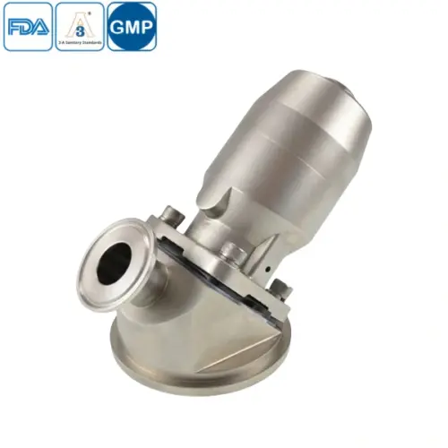 Stainless steel food grade pneumatic tank bottom diaphragm valve for hygienic processing applications