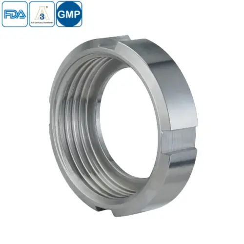 stainless steel sanitary SMS round nut with 6 slots