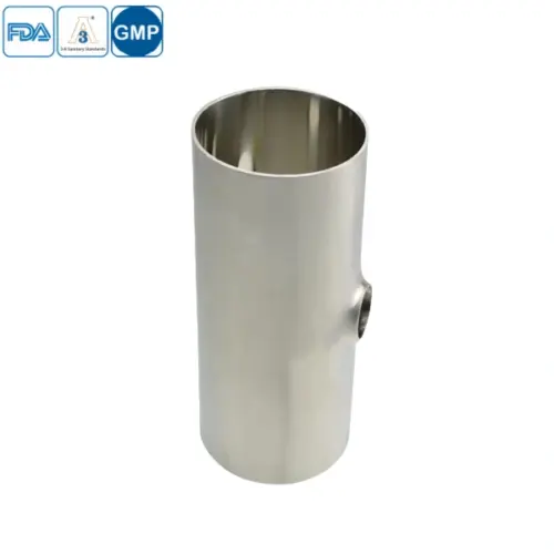 Stainless steel food equipment butt-weld reducing short tee for hygienic pipelines