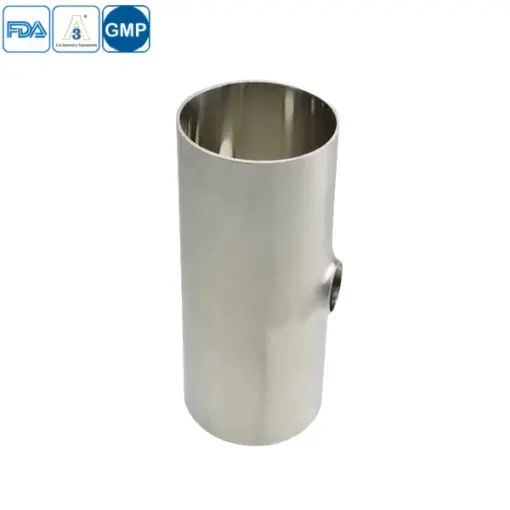 Stainless steel food equipment butt-weld reducing short tee for hygienic pipelines