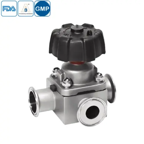 Stainless steel food grade manual T-type clamped forging diaphragm valve for hygienic flow control