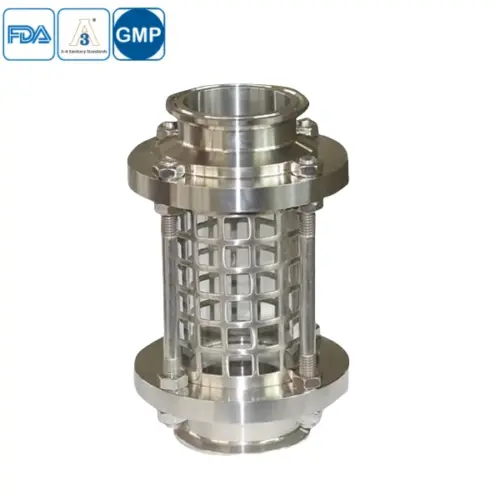 Sanitary stainless steel tubular sight view glass for observing fluid flow in hygienic