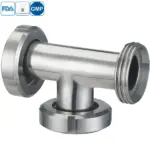Stainless steel food grade male-union type equal tee for hygienic processing pipelines