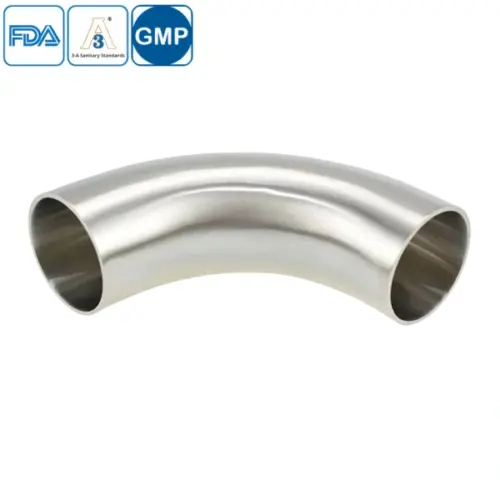 Stainless steel food equipment welded long 90-degree bend for hygienic pipeline systems