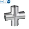 Stainless steel 316L hygienic welded equal cross for sanitary fluid applications