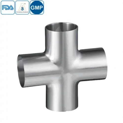 Stainless steel 316L hygienic welded equal cross for sanitary fluid applications