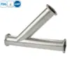 Stainless steel food equipment tri-clamped lateral Y tee for hygienic processing pipelines