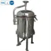 Stainless steel multi-cartridge filter housing for high-volume liquid filtration.
