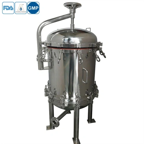 Stainless steel multi-cartridge filter housing for high-volume liquid filtration.