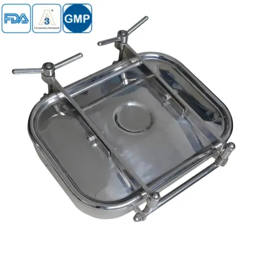 Stainless steel sanitary square manway for hygienic tanks and vessels